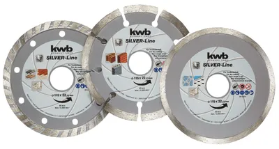 Produktbild von kwb 797085 Diamanttrennscheibe Durchmesser 125 mm Bohrungs-Ø 22 mm 3 St