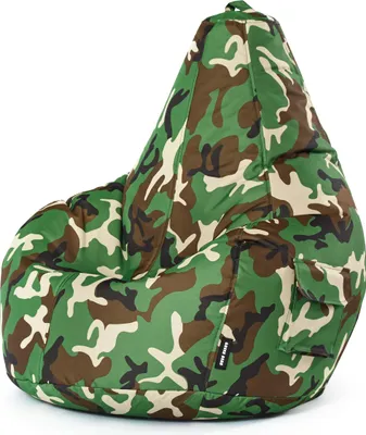 Produktbild von Green Bean® Sitzsack mit Rückenlehne "Cozy" 80x70x90cm - Gaming Chair mit 230L EPS Perlen Füllung - Camouflage Grün