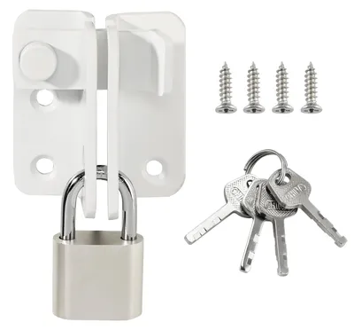 Imagen del producto de Cerradura para puerta con candado, de acero inoxidable, 52x62 mm, para puertas correderas