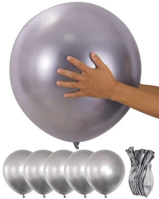Silberne Ballons 18 Zoll, 5 Stück, Metallic, für Feiern