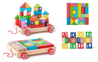 Produktbild von Woody Woody Blockwagen mit Bausteinen 90913