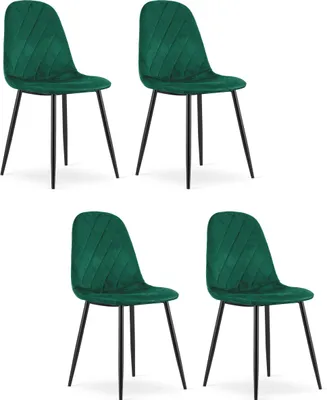 Obrázok produktu pre Kreslo PIENZA tmavozelený velúr s kovovými nohami, do obývačky, kancelárie, spálne, rozmery 45x88x51 cm, sada 4 ks, nosnosť do 110 kg