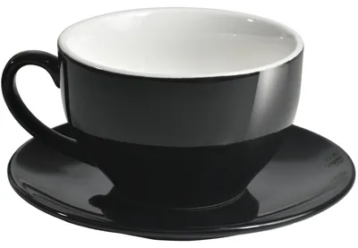 Produktbild von Porzellantasse mit Untertasse - 220 ml - Schwarz