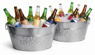Produktbild von Relaxdays Sektkühler, 2er Set, verzinktes Metall, 24 l, Flaschenkühler für Sekt, Champagner, Wein, XXL Sektkübel, silber