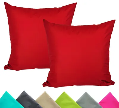 Produktbild von JACK 2er Set 40x40cm Outdoor Kissenhülle Kissenbezug Wasserfest Sitzkissen Lounge Kissen Garten Stuhl Lotus Effekt, Farbe:Rot