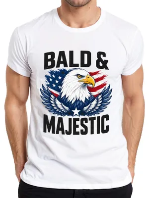 Produktbild von Bald And Majestic Adler USA Flagge American Weißkopfseeadler Herren T-Shirt, Weiß, XXL