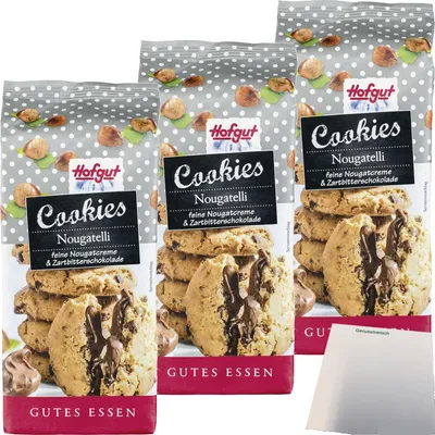 Produktbild von Hofgut Cookies Nougatelli 3er Pack (3x200g Packung) + usy Block