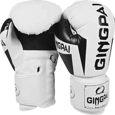 Produktbild von Boxhandschuhe, stoßdämpfende Trainingshandschuhe, Unisex, geeignet für Boxsäcke, Taekwondo-Workouts, 10oz, weiß