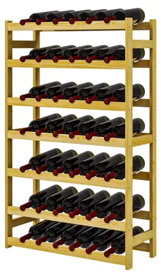Produktbild von Weinregal Flaschenregal für 42 Weinflaschen, mit 7 Ebenen, Standregal aus Holz, Weinhalter mit Kippschutz für Küche, Natur 63 x 25 x 102 cm