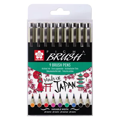 Produktbild von Sakura - Filzstift mit Pinselstift Pigma Federmäppchen mit 9 Farben