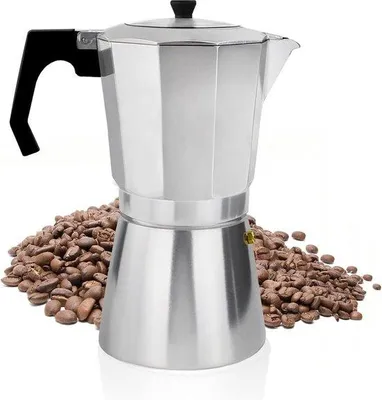 Obrázek produktu pro Kávovar na espresso 9 šálků Hliníková konvička na espresso Moka konvička Italský kávovar s průhledným víčkem Není vhodný na indukci 450 ml