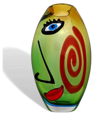 Produktbild von Glasvase Tischvase Gesicht Moderne Kunst im Murano-Antik-Stil Vase Glas Abstrakt