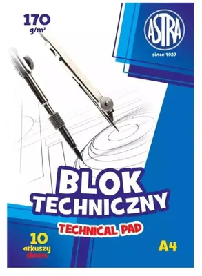 Produktbild von Blok techniczny A4/10K 170g (10szt) ASTRA