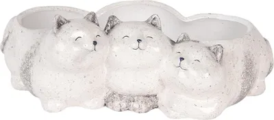 Image de Clayre & Eef Figurine de décoration Chats 27x16x10 cm Gris Céramique