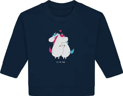 Produktbild von Mr. & Mrs. Panda Organic Baby Pullover Einhorn Mitteilung 24. - 36. Monat - French Navy - Geschenk, Lustig, Unicorn, Liebe, Partner, Bullover, Valentinstag