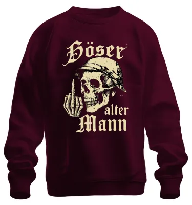 Immagine prodotto di Skull Skeleton Hand Middle Finger Biker Rocker Bad Old Man Felpa Unisex Pullover, Borgogna, L