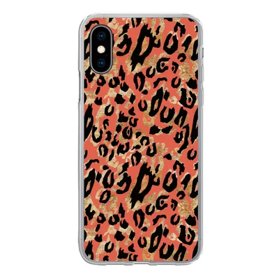 Produktbild von MuchoWow® Handyhülle Schutzhülle Hülle für iPhone X Pantherdruck - Gold - Rosa Silikon Softcase Handy Hülle - Handyhülle