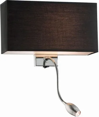 Produktbild von Moderne Hotel-Wandleuchte Schwarzes Metall und Chrom 2 Lichter E27+Led 1,5W