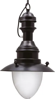 Produktbild von Pendelleuchte außen Glas Echt-Messing E27 IP43 D: 20 cm H: max. 90 cm Schwarz rund Maritim Hängelampe