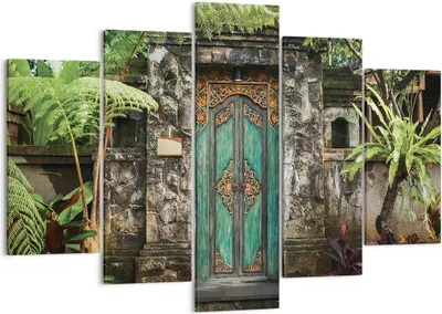 Produktbild von Bild auf Leinwand - Leinwandbild - 5 Teile - Tor Tür Grün - 150x100cm - Wand Bild - Wanddeko - Wandbilder - Leinwanddruck - Bilder - Wanddekoration - Leinwand bilder - Wandbild - EA150x100-5078