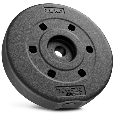 Produktbild von TREX SPORT Hantelscheibe 15 kg TX-015HS | Kunststoff Gewichtsscheiben Ø27 mm| Fitness Scheiben, Gewichte für Hantel, Hantelgewichte, bodenschonend