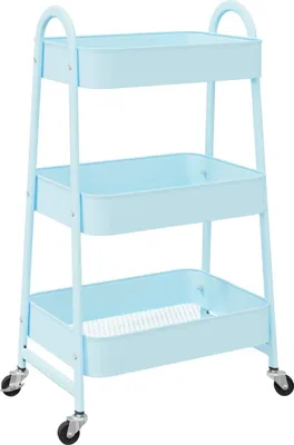 Zdjęcie produktu dla vidaXL Wózek do przechowywania z 3 półkami niebieski 42x41,5x77 cm stalowy