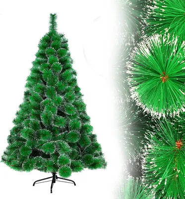 Productafbeelding van UISEBRT Kunstkerstboom, 180 cm, kerstboom, PVC, groene dennennaalden met sneeuweffect, kunstboom, kerstdecoratie, inclusief standaard