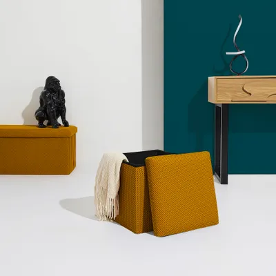 Image de Coffre Pouf Pliable Atome Jaune
