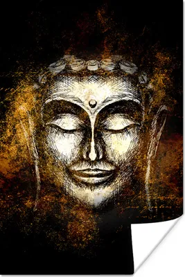 Produktbild von MuchoWow® Poster Buddha - Kopf - Schwarz 60x90 cm - Wanddekoration