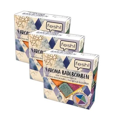 Produktbild von 3 Packungen Dreieck Aroma Badebomben Badekugeln (je 4x40g) 4 Düfte & Farben Badezusatz