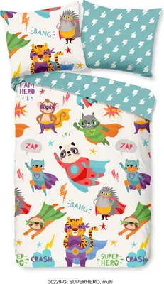 Produktbild von Duvet cover Good Morning 120x150 + 1* 60x70 cm - superhero animals