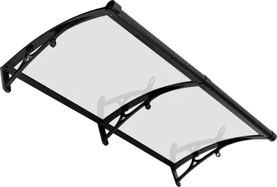 Image de Auvent pour porte d'entrée - Store de porte - Polycarbonate, alliage d'aluminium, 120 × 60 cm, protection contre les UV et la pluie, -35 à 120 °C, 200 kg - Noir