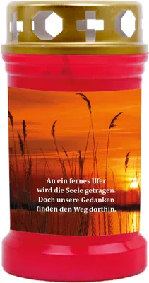 Produktbild von Grabkerze Rot, Brenndauer: 40 Stunden, Motiv: Ufer