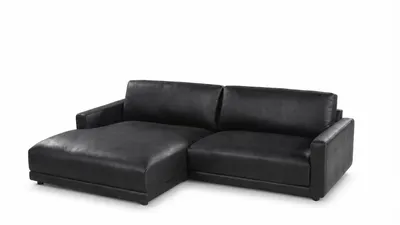 Produktbild von KAWOLA Sofa MARLIN Ecksofa Lederfaserstoff schwarz Longchair links