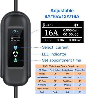 Image de Chargeur EV - 11 kW - Prise de type 2 - Minuterie de 1 à 10 heures - Borne de recharge pour véhicules électriques