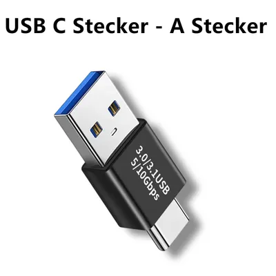 Produktbild von USB Typ C Stecker auf USB A Stecker Adapter OTG USB 3.2 Kupplung Verbinder Konverter Ladeadapter Datentransfer für Handy PC Laptop MacBook Smartphone