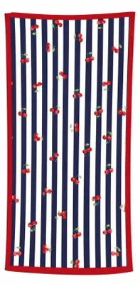 Obrázek produktu pro Rychleschnoucí osuška plážová 70x140cm - Třešně pruhy modrá
