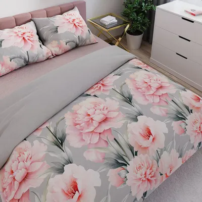 Produktbild von MARIGOLD Bettwäscheset 160x200 cm - Satin-Baumwolle, Blumenmuster