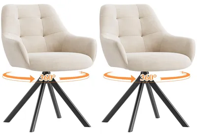Image de Lot 2 Chaise pivotante premium avec demi-accoudoirs - Chaise rotation à 360°Base métallique haute stabilité, Beige
