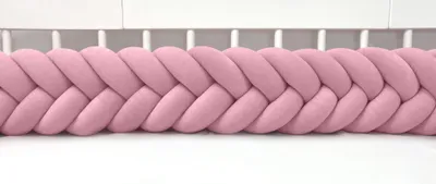 Produktbild von Bettschlange 400 cm Pink – geflochtene Bettumrandung fürs Babybett, Velours, Modell MAXIBRAID | Letino