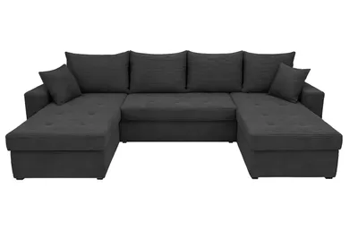 A U-shaped sectional sofa with multiple cushions, shown from the front.