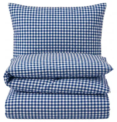 Produktbild von Seersucker Bettwäsche 135x200 Karo Blau Sommer Bettwäsche kariert Bettbezug 135 x 200 - Bügelfrei