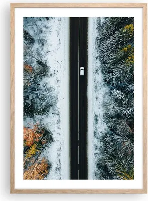 Produktbild von Gerahmtes Poster - Rahmen in heller Eiche - Wald Weg Schnee - 50x70 cm - Wand Bild - Wanddeko - Wandbilder - Kunstposter - Wandposter - Bilderrahmen - Bilder - Kunstdruck - P2NPA50x70-4654
