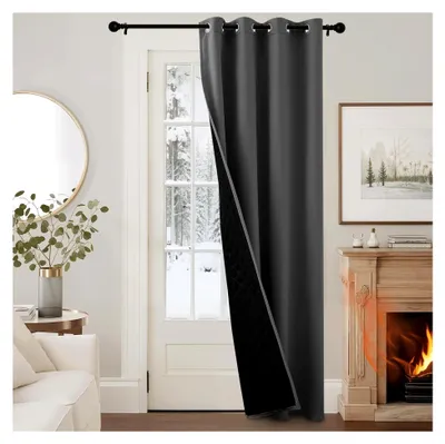 Produktbild von Thermo Türvorhang Kälteschutz Doppellagig Wärmeschutzvorhang 100% Blickdicht Grau 1 Stück H 240 x B 132 cm Winddicht