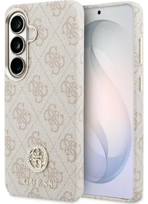 Produktbild von Handyhülle für Galaxy S26 Plus, Guess Saffiano Logo MagSafe, Rosa mit Muster Rhinestone Round