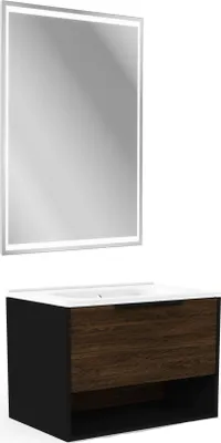 Produktbild von Fackelmann B.Paris Möbel-Set 3-teilig mit Waschtischunterschrank, Mineralgussbecken & LED-Spiegel in schwarz modern, 70,5 cm
