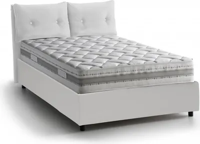 Produktbild von Einzelbett Dbalb, Containerbett mit Kunstlederbezug, 100%  Italy, Frontöffnung, inklusive Matratze 80x190 cm, Weiß