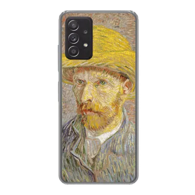 Produktbild von MuchoWow® Handyhülle Schutzhülle Hülle für Samsung Galaxy A33 5G Selbstbildnis mit Strohhut - Vincent van Gogh Silikon Softcase Handy Hülle - Kartenhalter