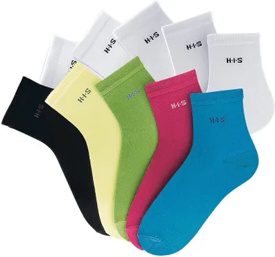 Produktbild von H.I.S. Kurzsocken Damen Kurzschaft Söckchen Halbsocken Baumwolle 10 -teilig bunt-weiß Größe 35/38