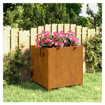 Produktbild von Pflanzkübel mit Beinen Rostig 50x50x50 cm Cortenstahl, Blumentopf für Garten, Balkon und Terrasse